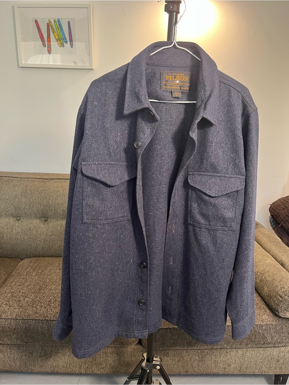 Filson Navy Wool Field Overshirt Jacket